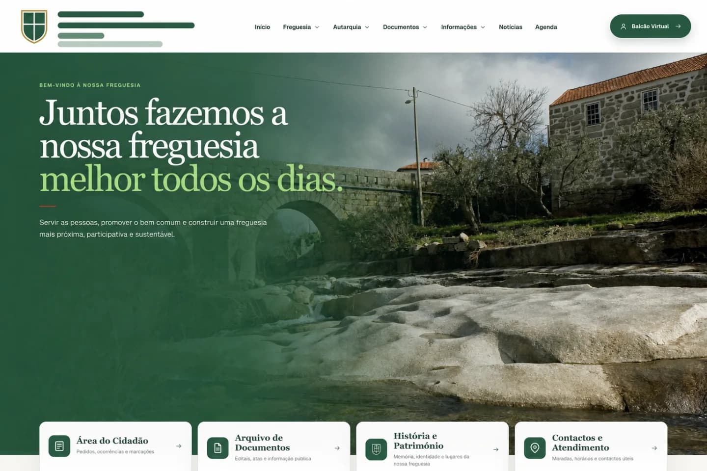 Exemplo anonimizado da página inicial de um portal ATSAutarquia
